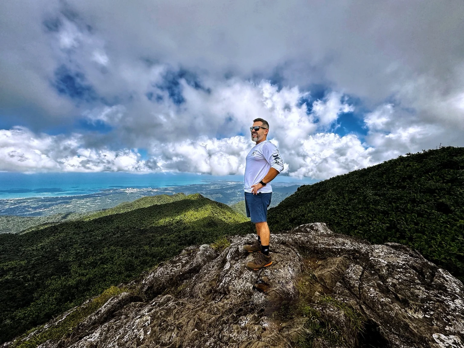 Jeziel on a mountain in Puerto Rico